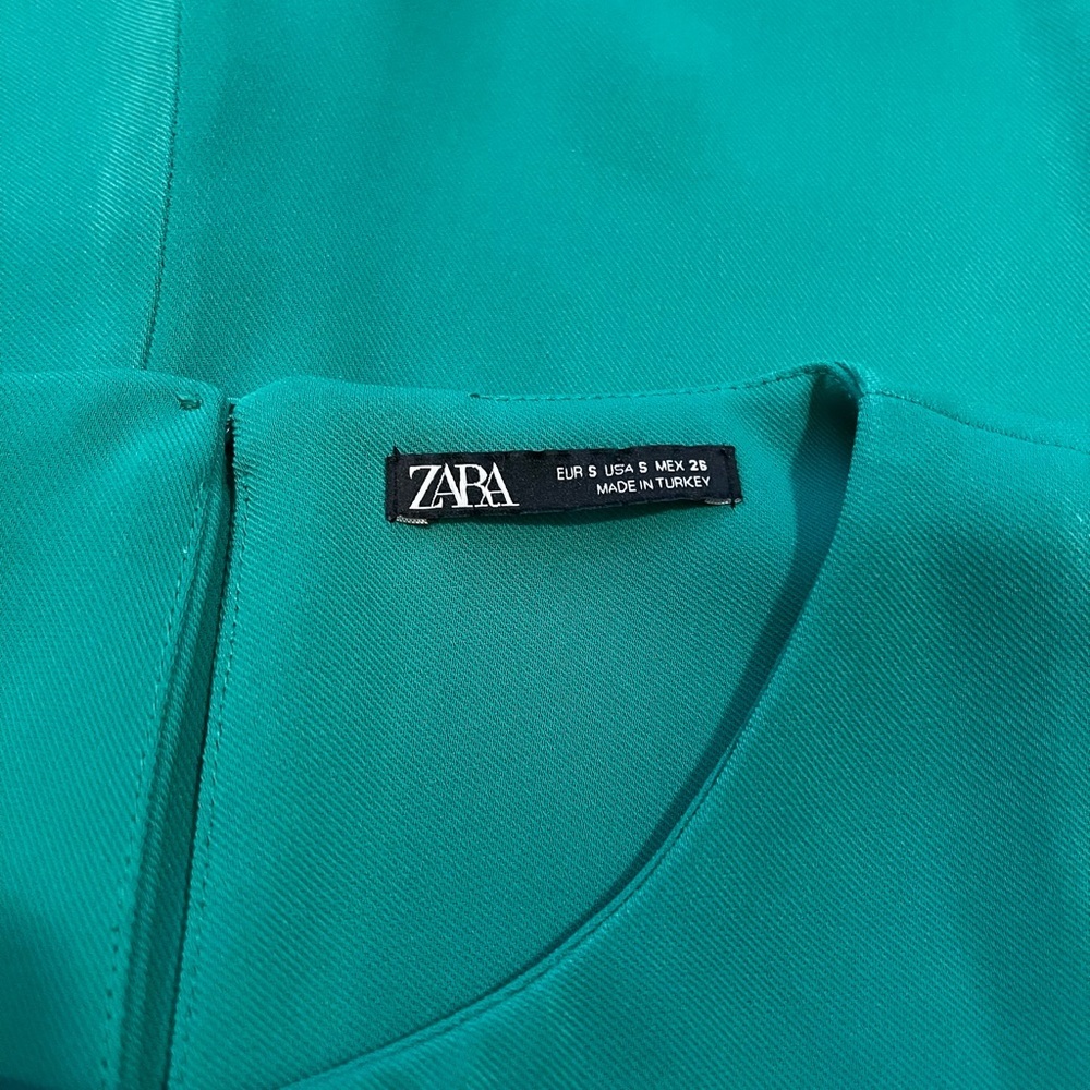 Zara Emerald Green Sleeveless Midi Dress size S - Picture 8 of 11